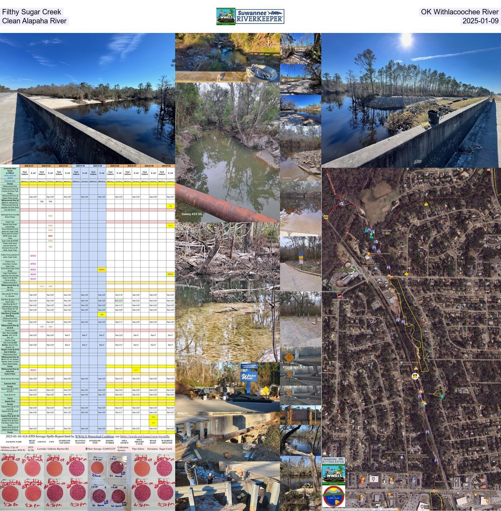 [Filthy Sugar Creek, OK Withlacoochee River, Clean Alapaha River, 2025-01-09]