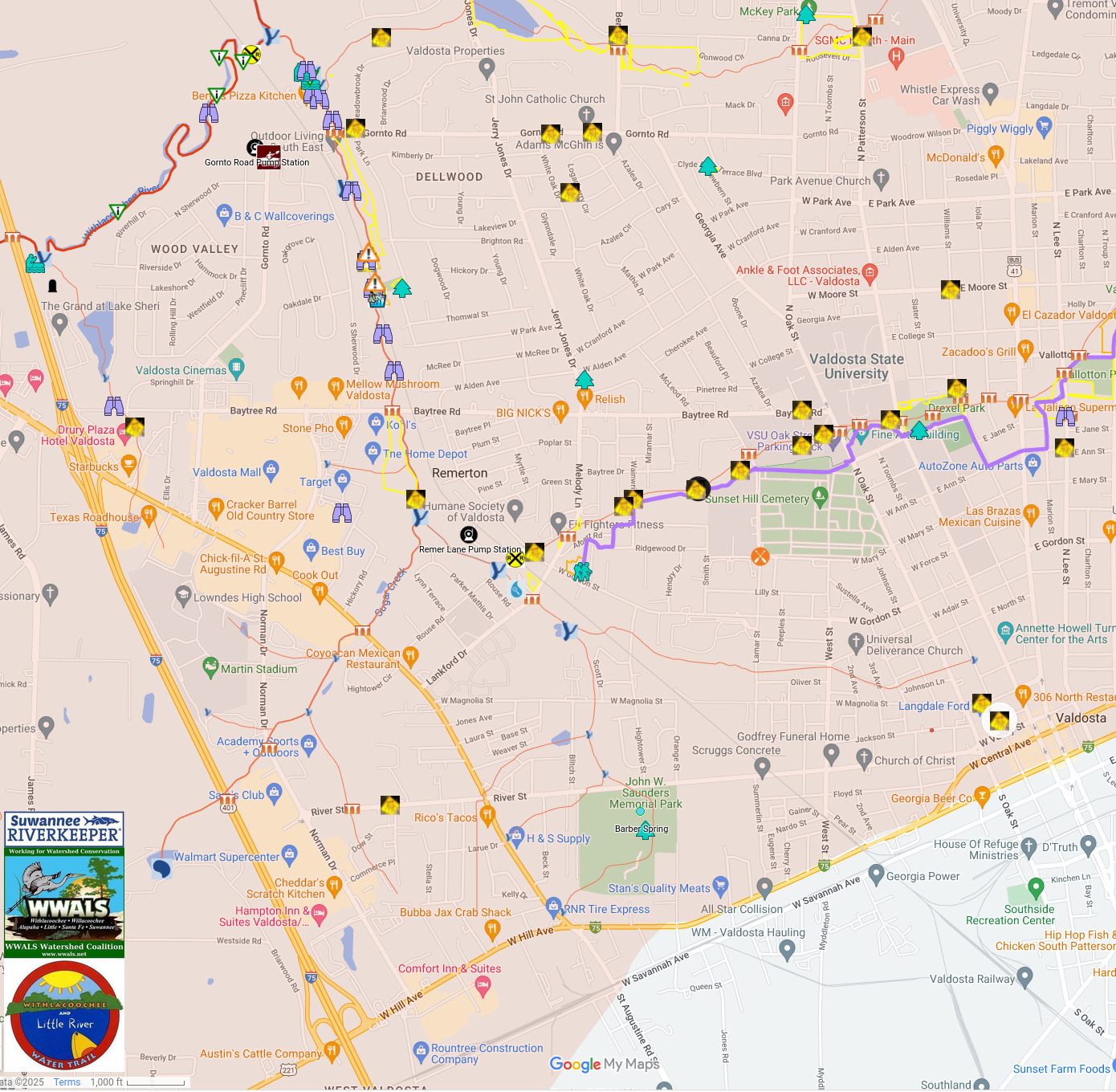 Map: Jackson Street Sewage Spill, Valdosta, GA in WLRWT