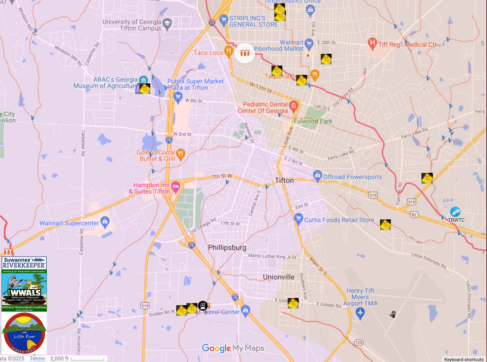 Map: New River, 18th Street, Tifton, GA in WLRWT