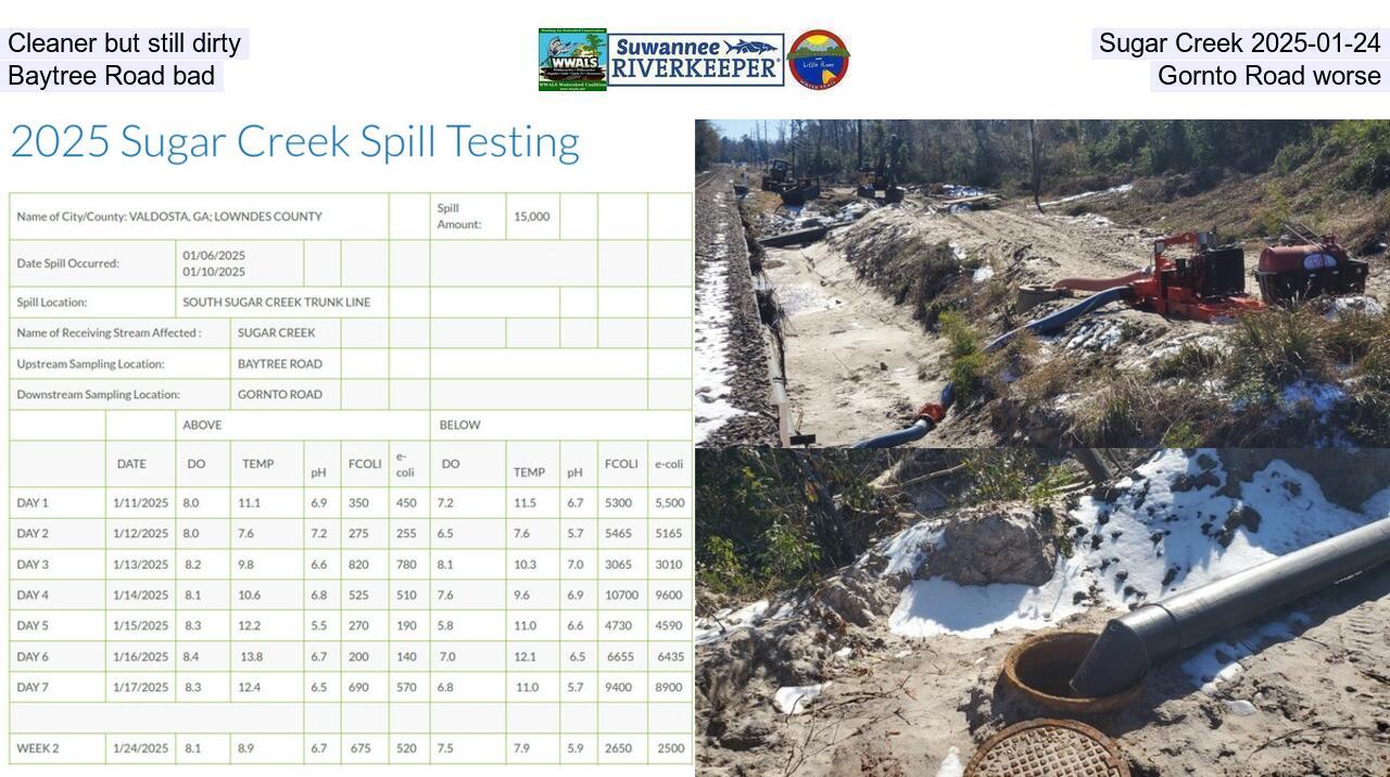 Cleaner but still dirty, Sugar Creek 2025-01-24, Baytree Road bad, Gornto Road worse