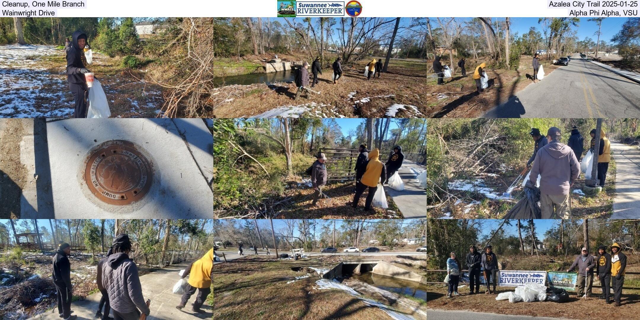 Cleanup, One Mile Branch, Azalea City Trail 2025-01-25, Wainwright Drive, Alpha Phi Alpha, VSU