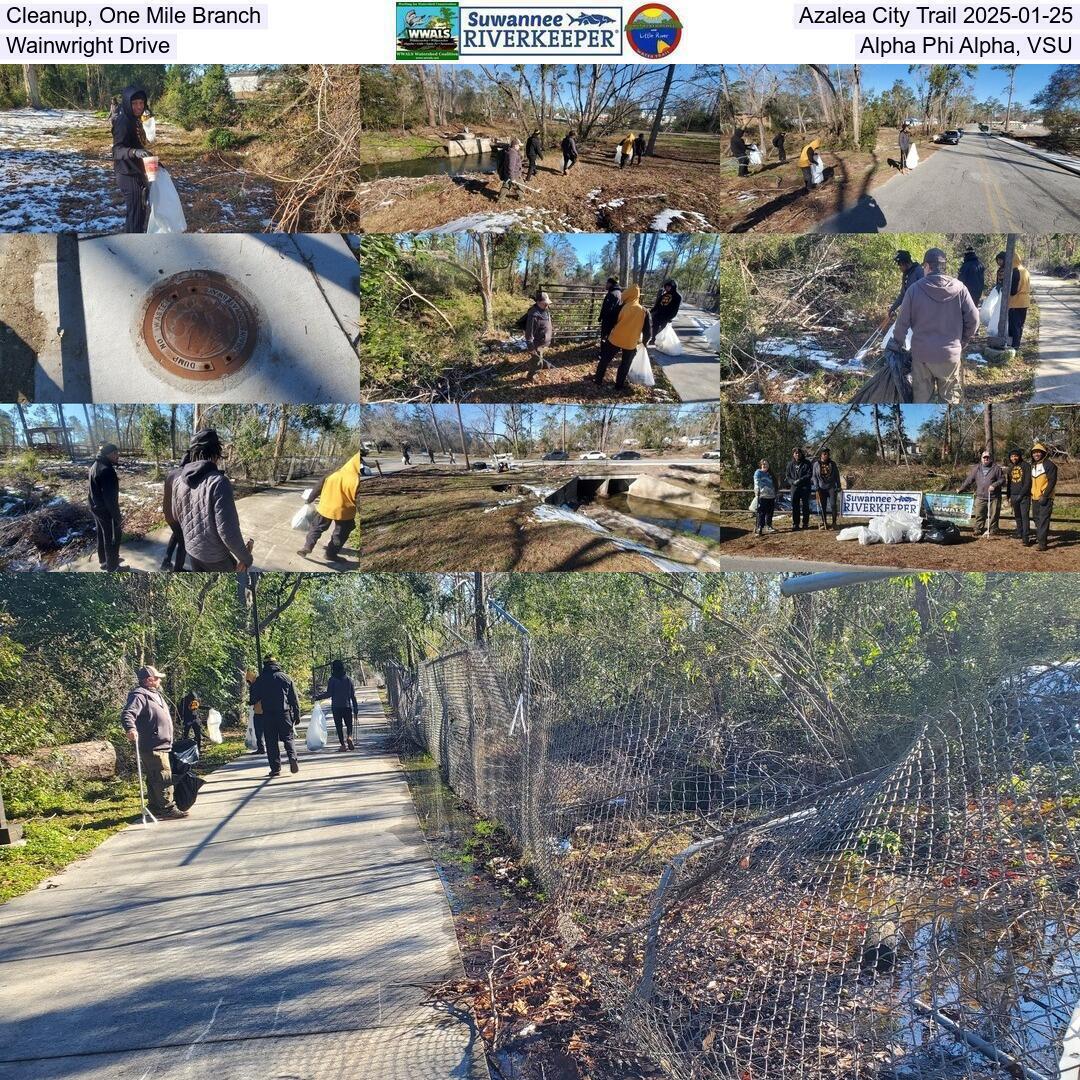 Cleanup, One Mile Branch, Azalea City Trail 2025-01-25, Wainwright Drive, Alpha Phi Alpha, VSU