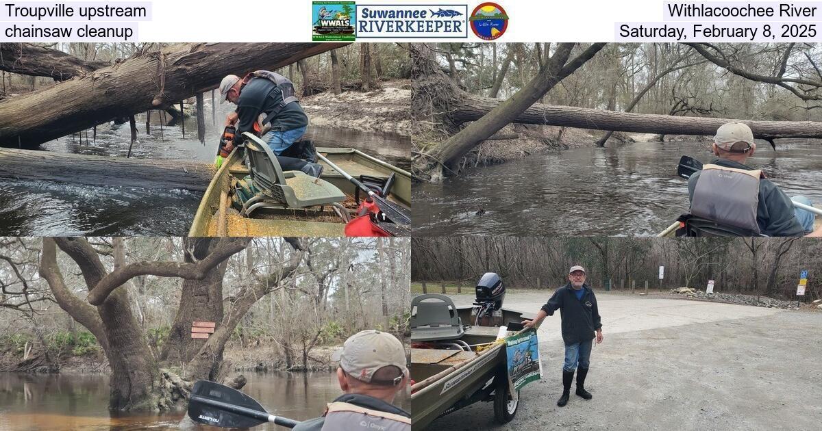 Troupville upstream Withlacoochee River chainsaw cleanup, Saturday, February 8, 2025