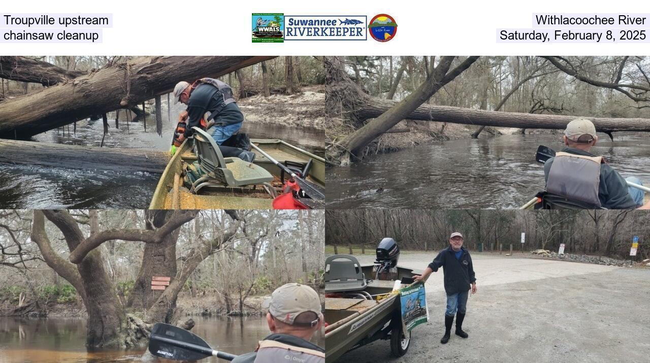 Troupville upstream Withlacoochee River chainsaw cleanup, Saturday, February 8, 2025