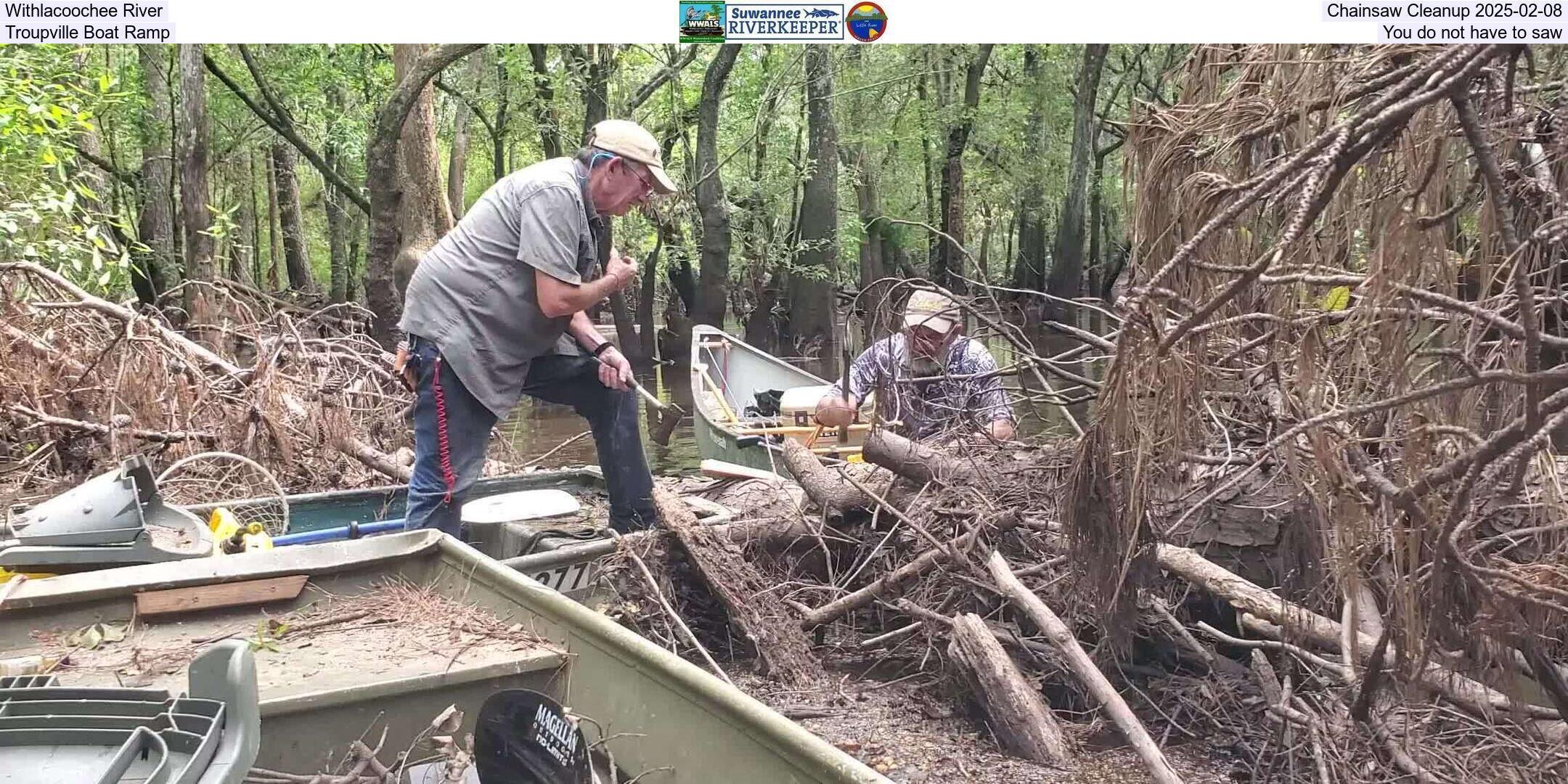 Withlacoochee River Chainsaw Cleanup 2025-02-08, Troupville Boat Ramp, You do not have to saw