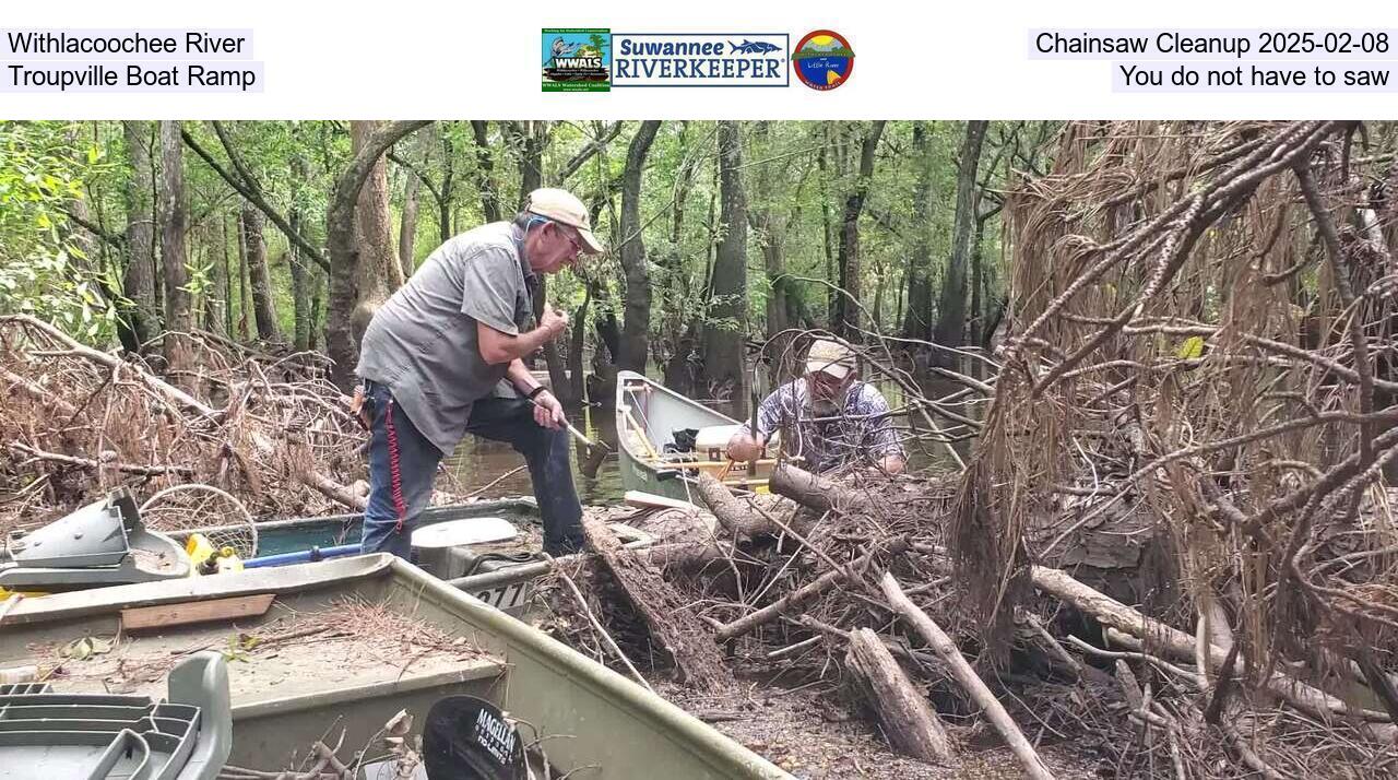 Withlacoochee River Chainsaw Cleanup 2025-02-08, Troupville Boat Ramp, You do not have to saw