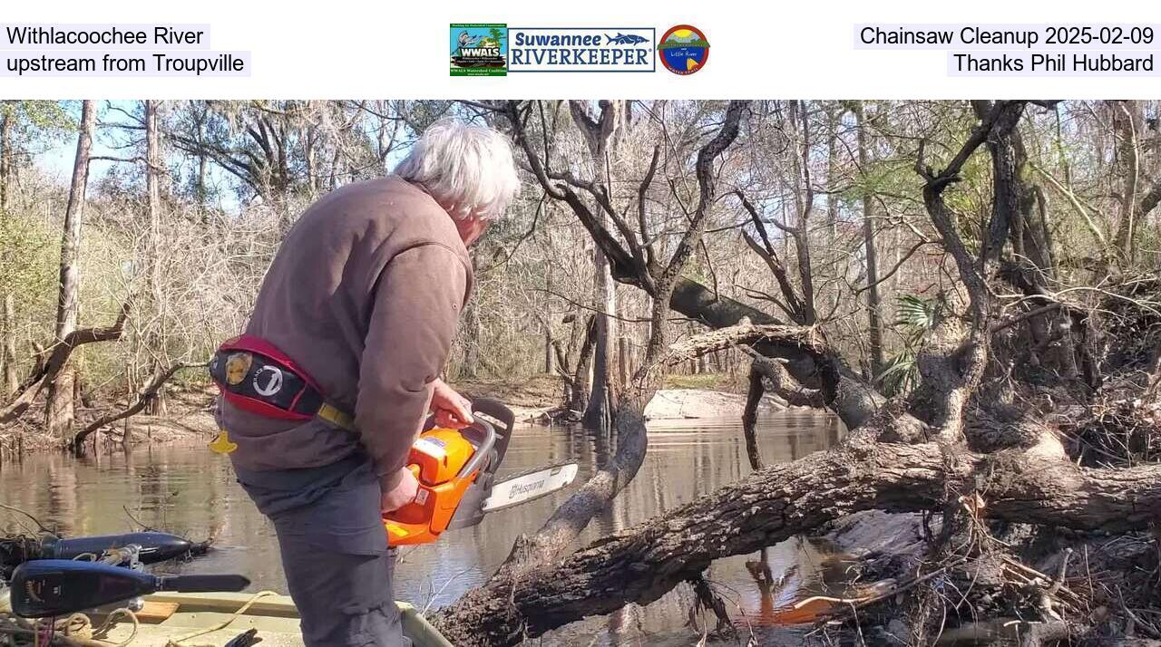 Withlacoochee River Chainsaw Cleanup 2024-02-09, upstream from Troupville, Thanks Phil Hubbard