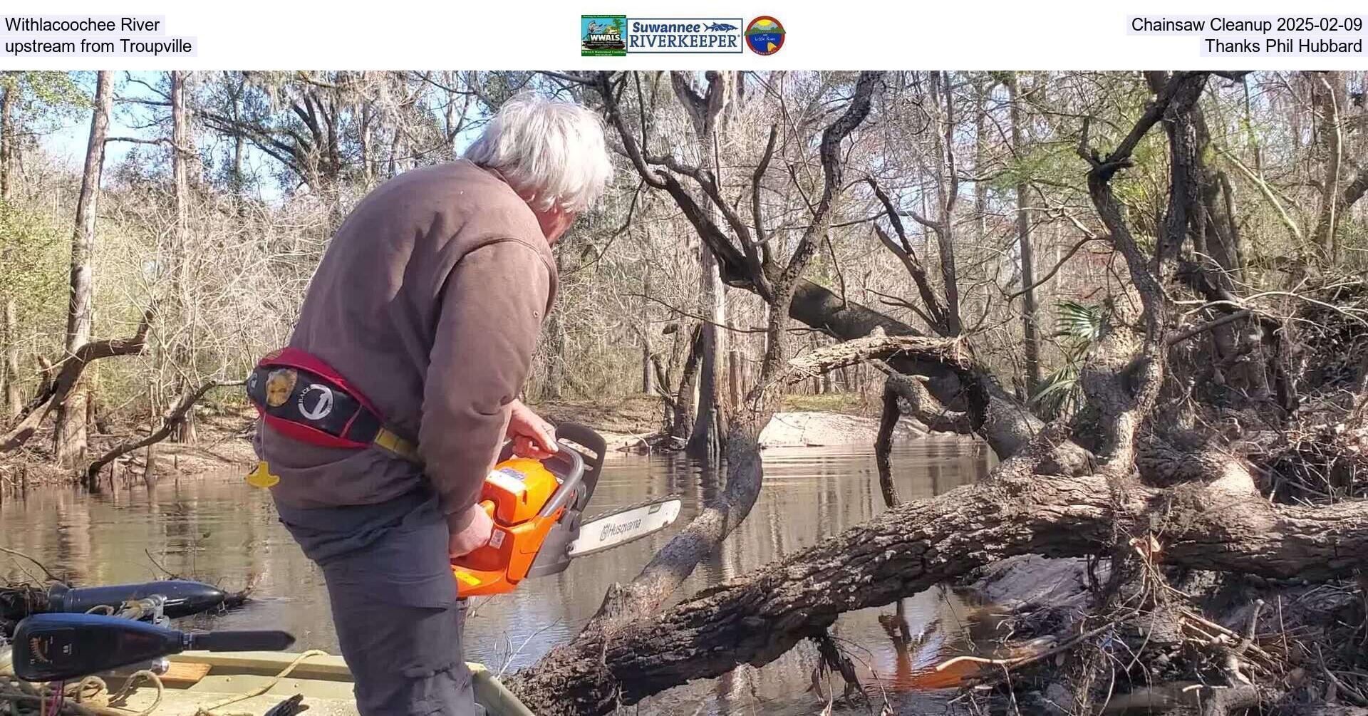 [Withlacoochee River Chainsaw Cleanup 2025-02-09, upstream from Troupville, Thanks Phil Hubbard]