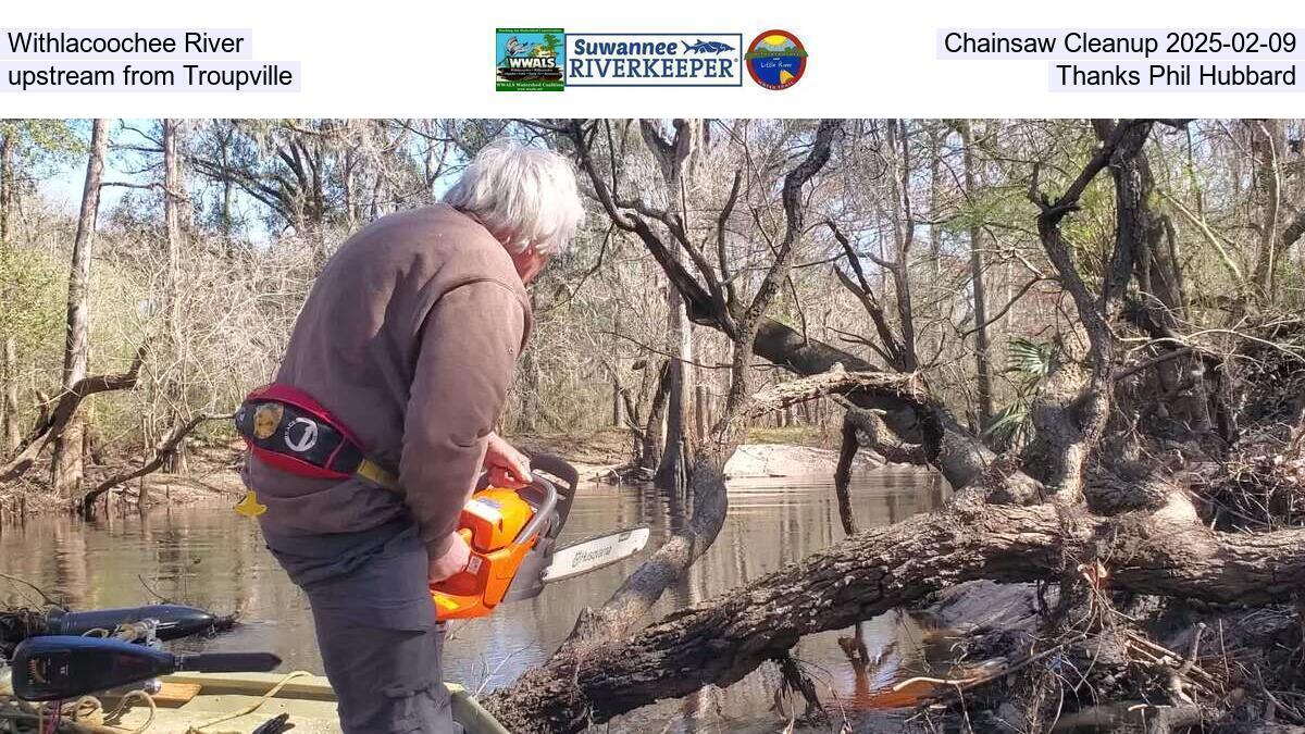 Withlacoochee River Chainsaw Cleanup 2024-02-09, upstream from Troupville, Thanks Phil Hubbard