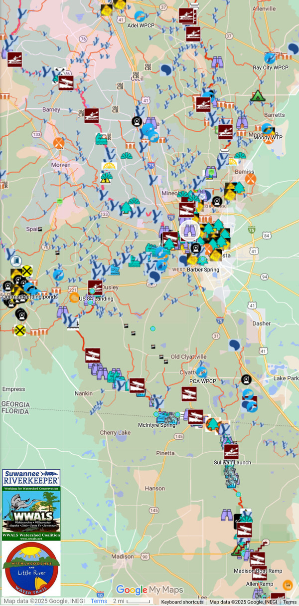 [Map: Sugar Creek and Withlacoochee River --WLRWT]