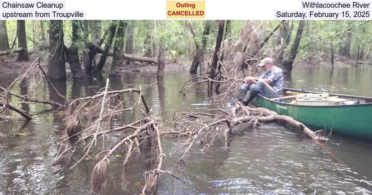 Chainsaw Cleanup, Withlacoochee River, upstream from Troupville, Saturday, February 15, 2025