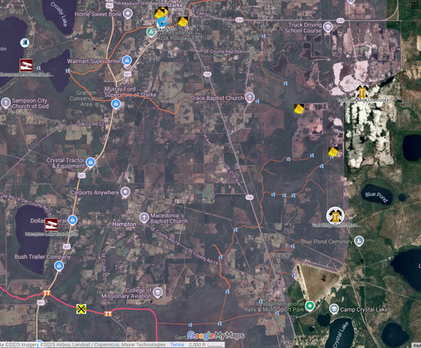 [Map: Chemours Trail Ridge South Process Water Spill --SRWT 2025-02-16]