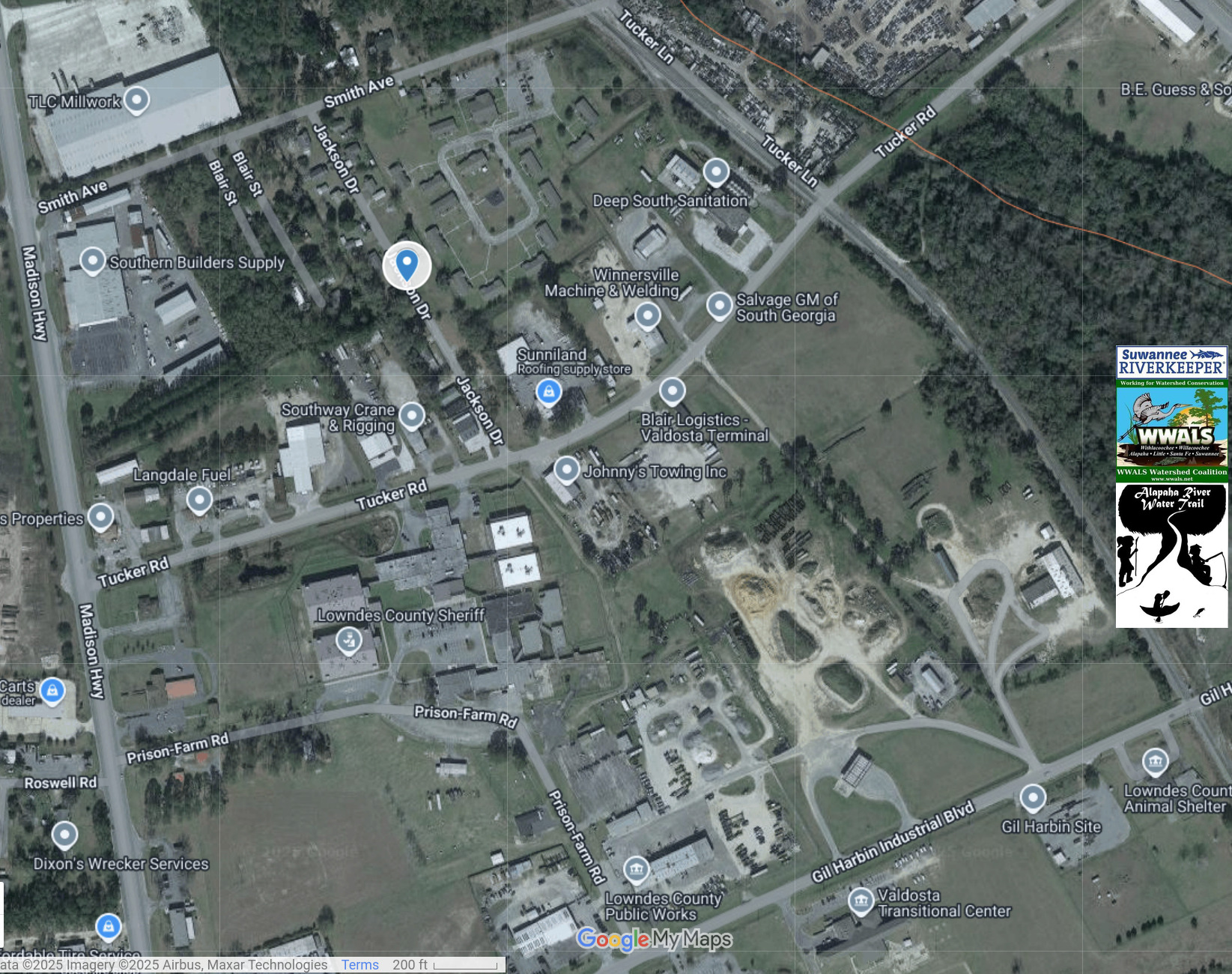 Map: Jackson Drive Sewage Spill Lowndes County Jail --ARWT