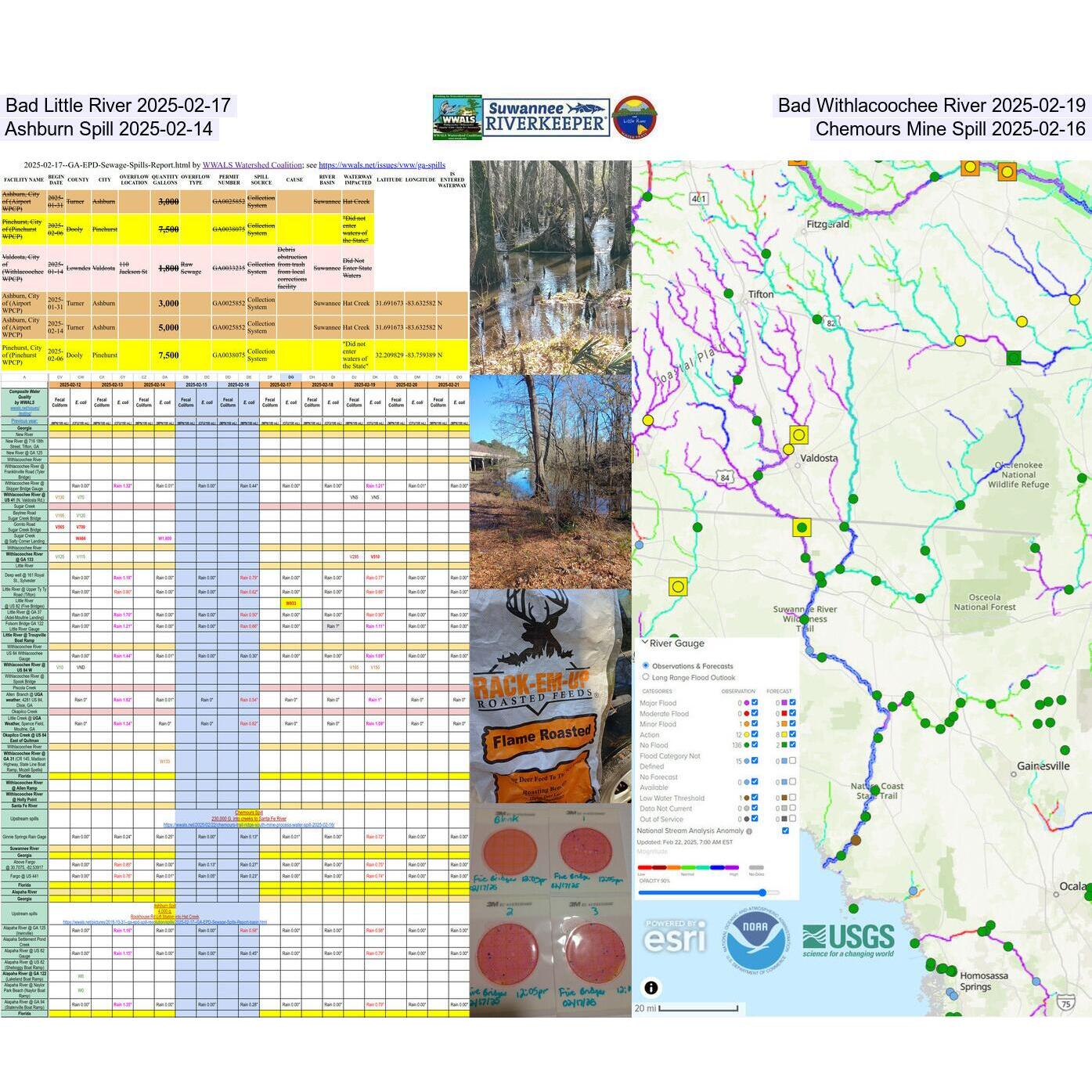 Bad Little River 2025-02-17, Bad Withlacoochee River 2025-02-19, Ashburn Spill 2025-02-14, Chemours Mine Spill 2025-02-16