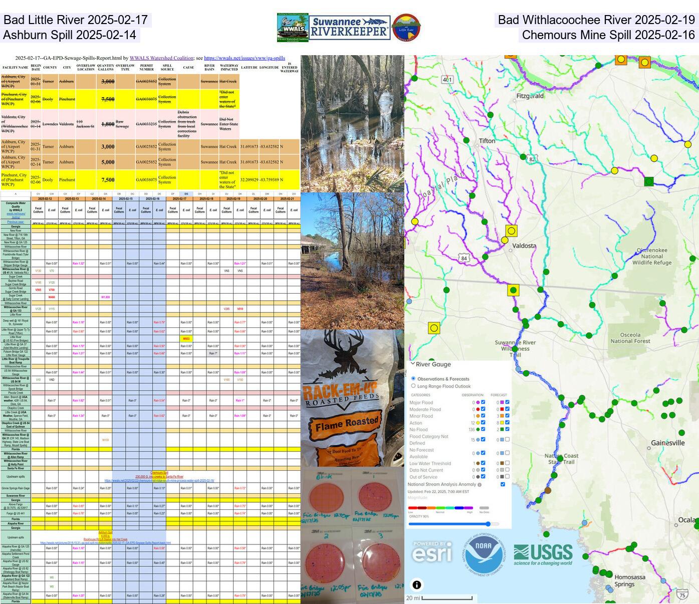 [Bad Little River 2025-02-17, Bad Withlacoochee River 2025-02-19, Ashburn Spill 2025-02-14, Chemours Mine Spill 2025-02-16]