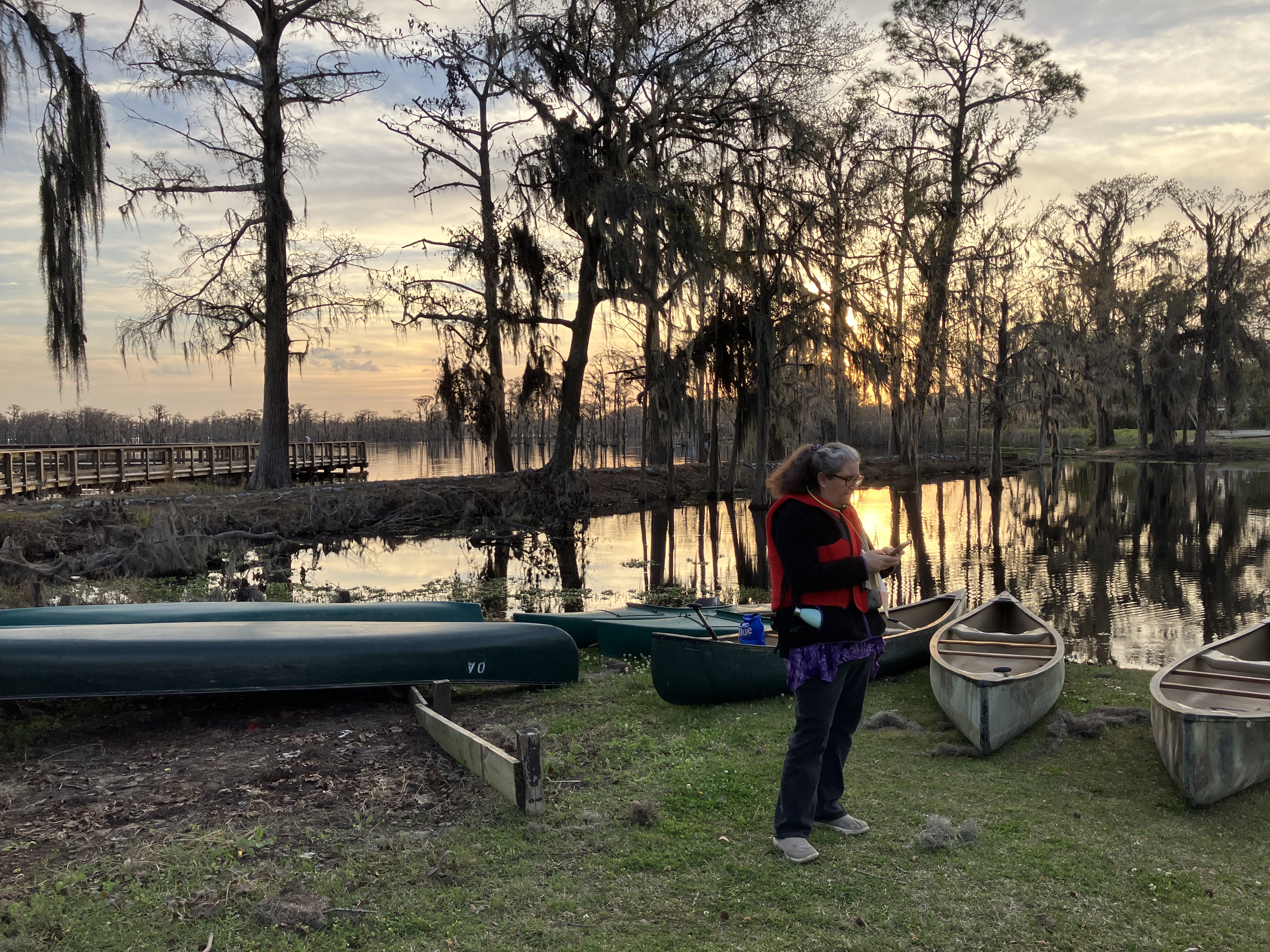 Sarah at the canoes --Gretchen Quarterman