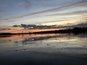 [Cerulean and coral sunset --Gretchen Quarterman]