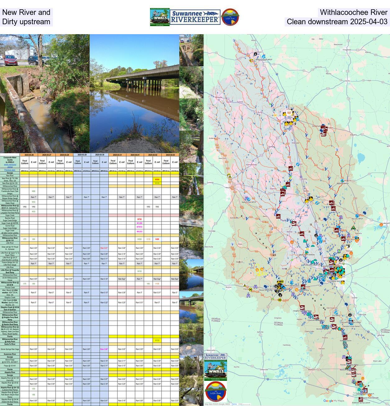 New River and Withlacoochee River: Dirty upstream, Clean downstream 2025-04-03