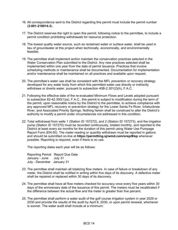17. The District reserves the right to open this permit, following notice to the permittee, to include a