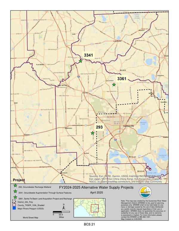 Map: FY2024-2025 Alternative Water Supply Projects