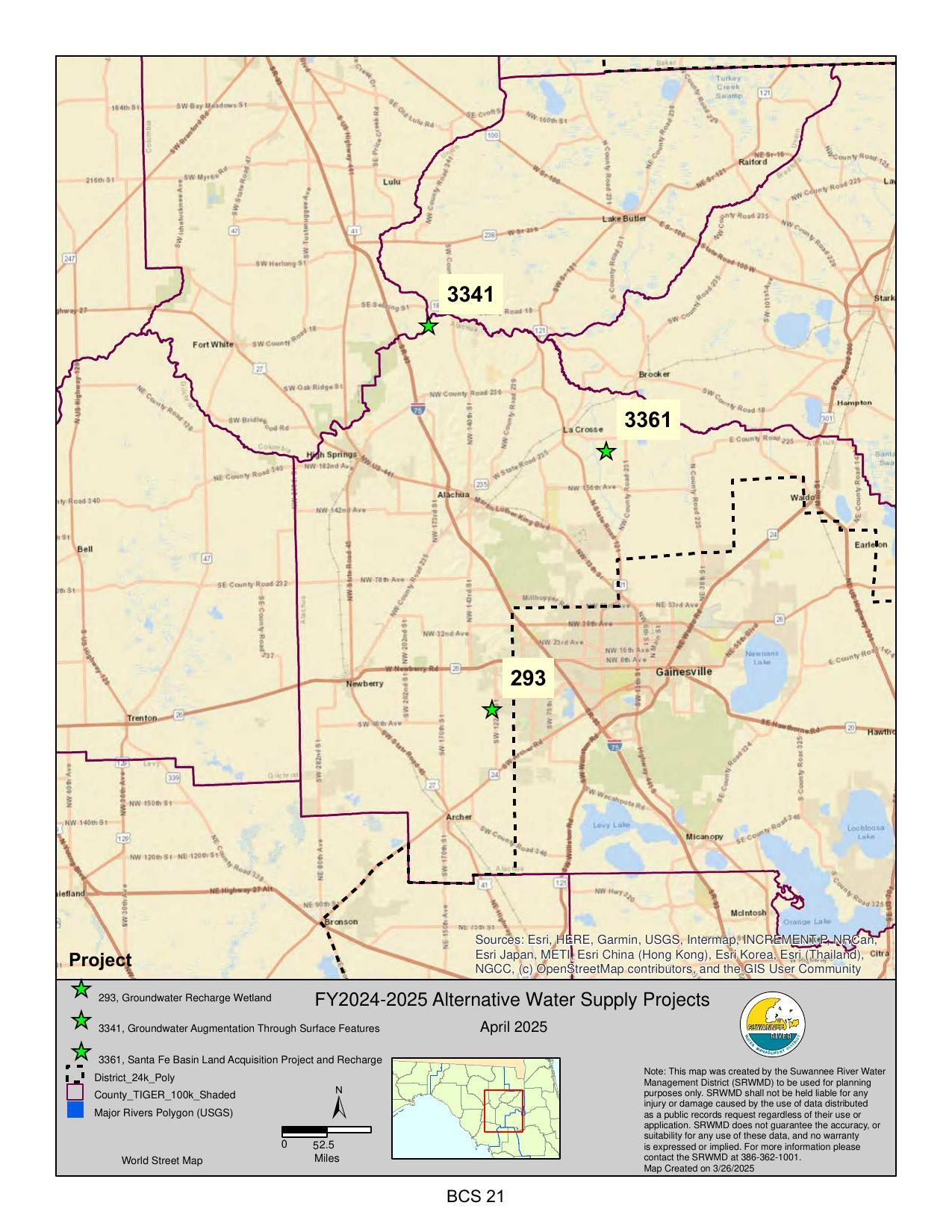 Map: FY2024-2025 Alternative Water Supply Projects