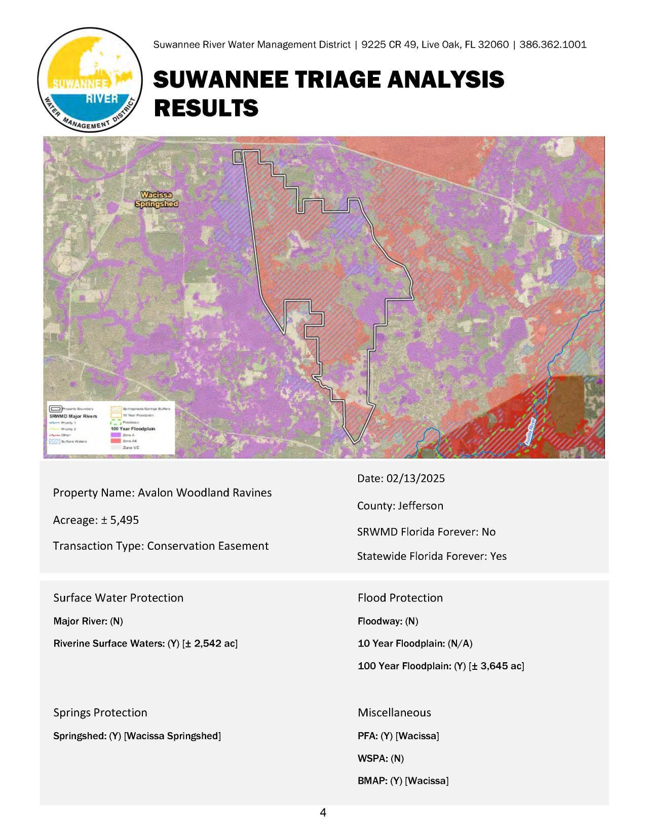 Avalon Woodland Ravines SUWANNEE TRIAGE ANALYSIS