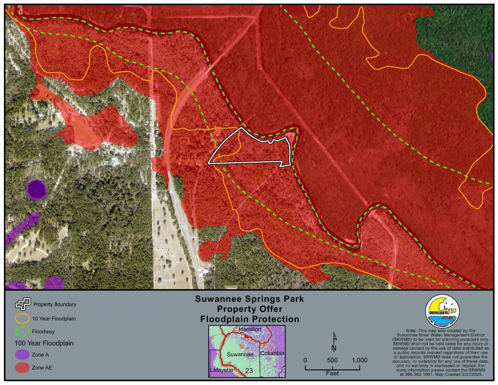 Map: Floodplain Protection, Suwannee Springs Park