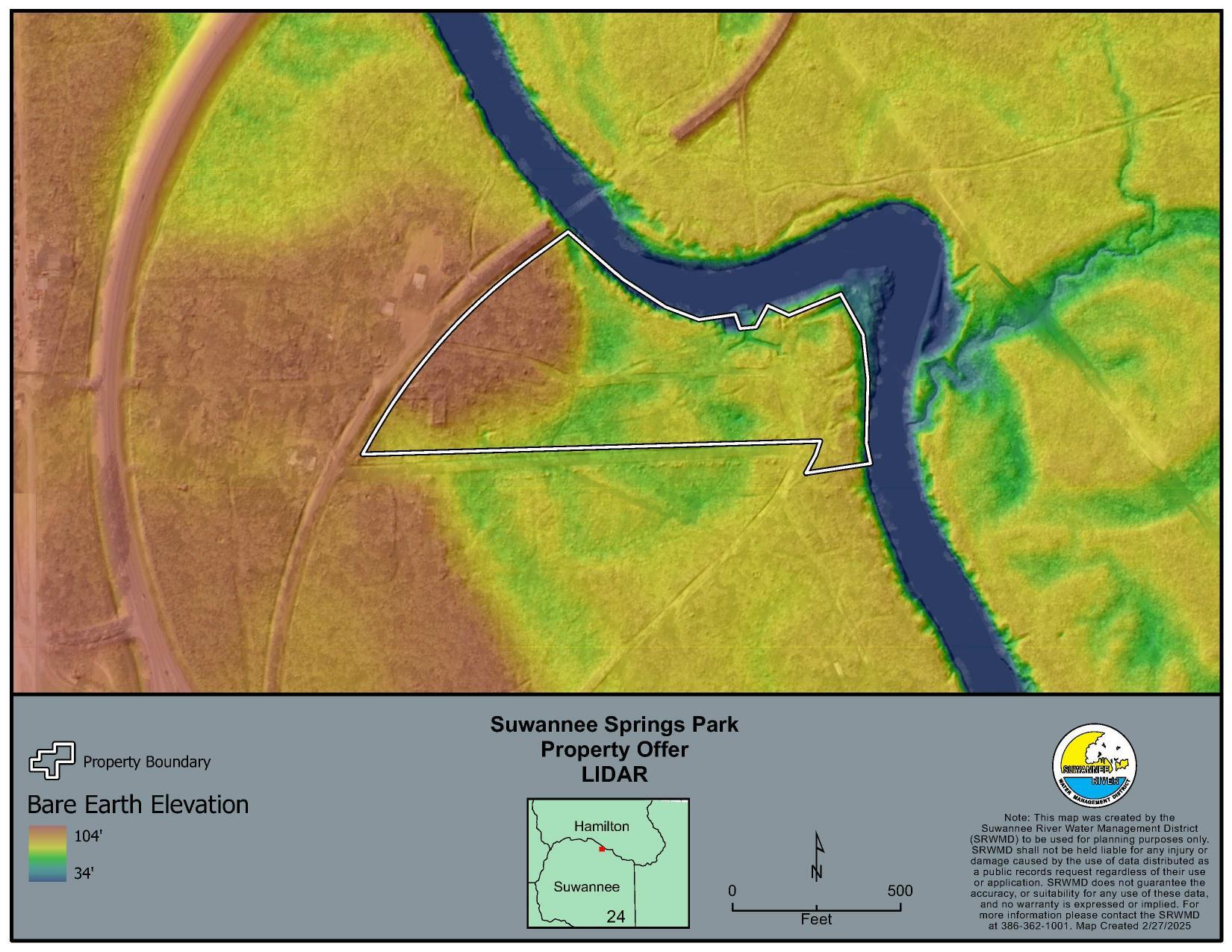 Map: LIDAR, Suwannee Springs Park