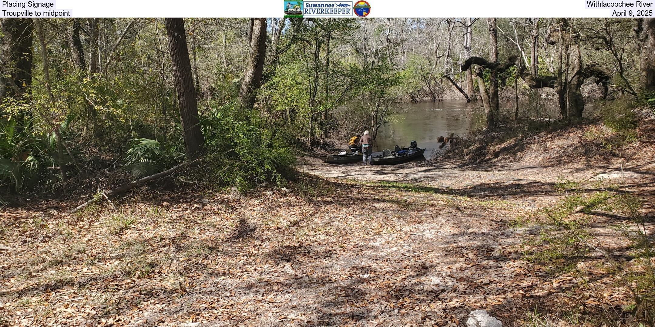 Placing Signage, Withlacoochee River, Troupville to midpoint, April 9, 2025