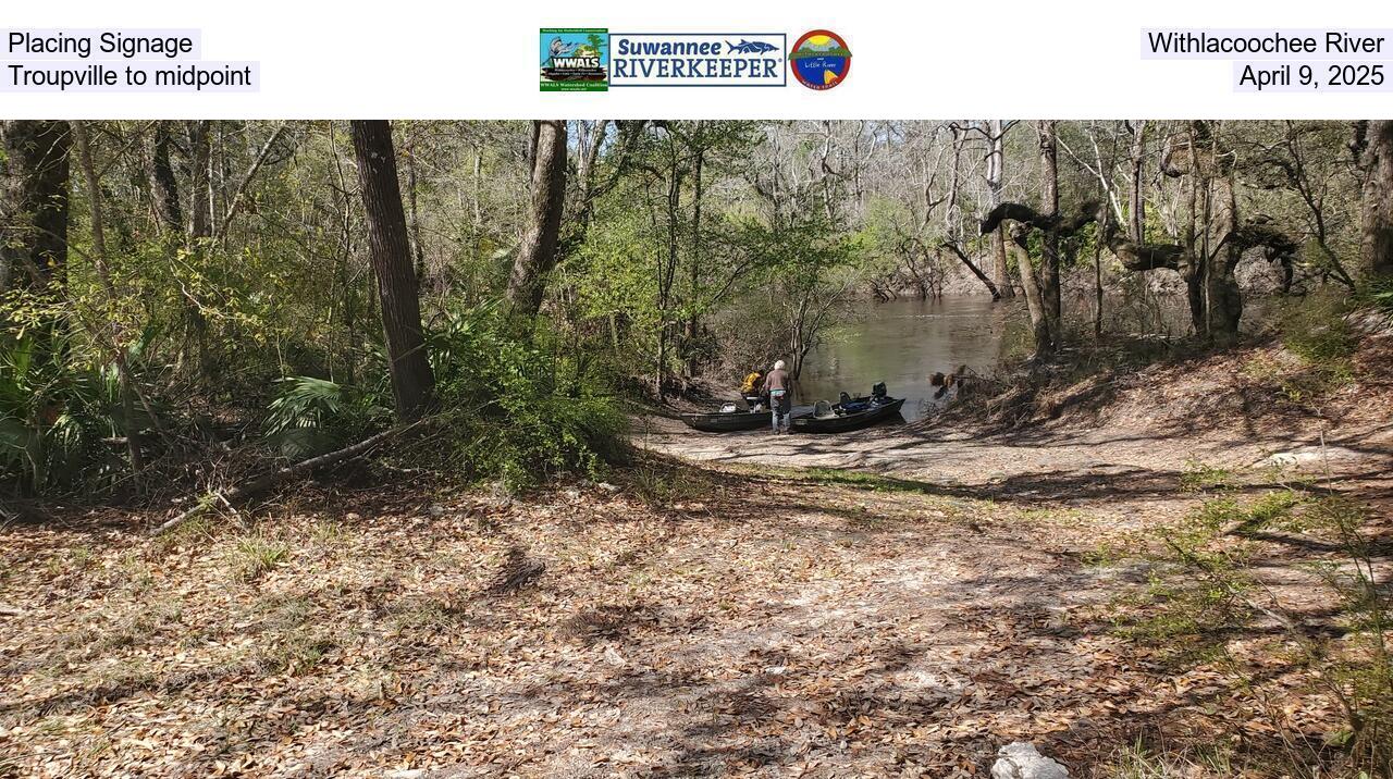 Placing Signage, Withlacoochee River, Troupville to midpoint, April 9, 2025