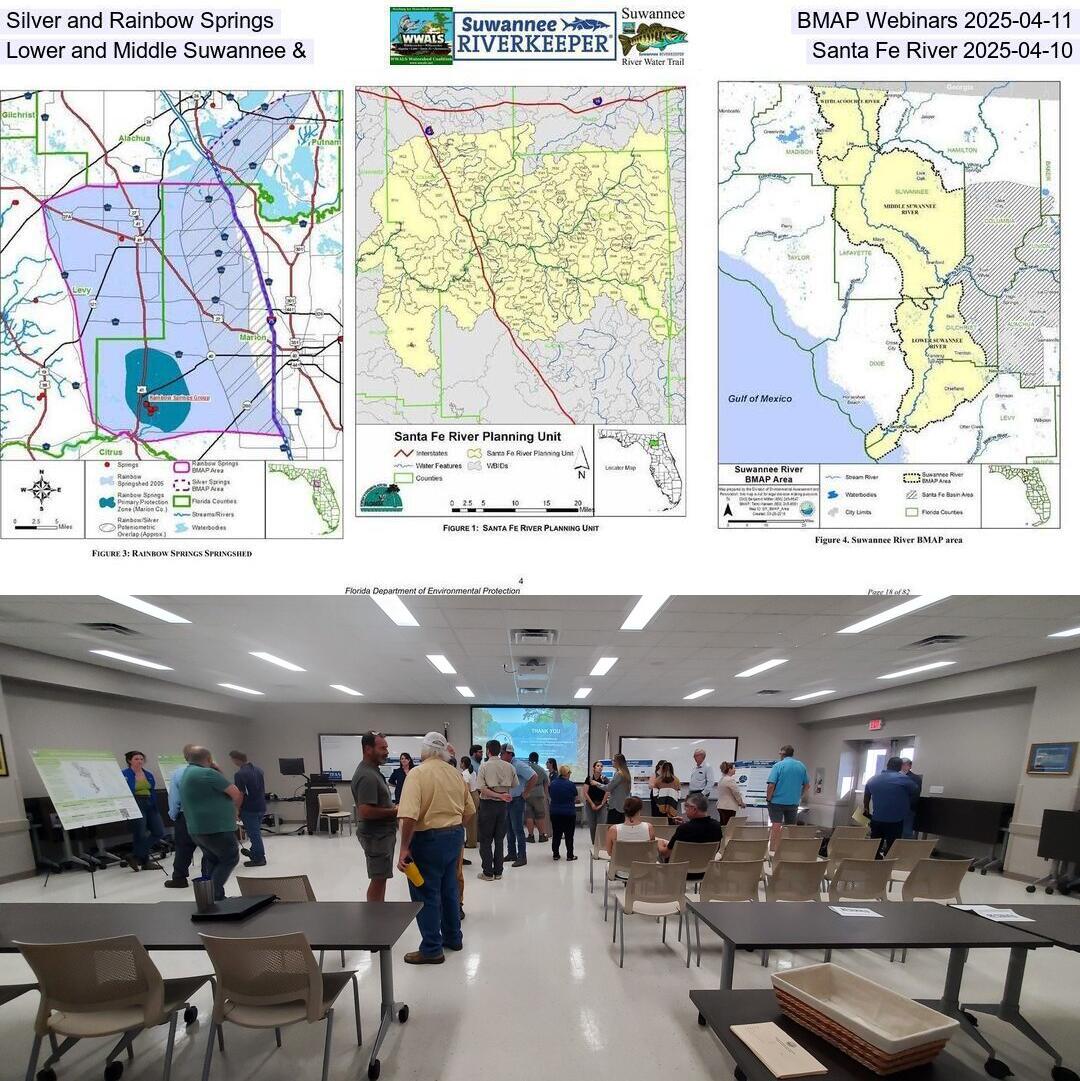 Silver and Rainbow Springs, BMAP Webinars 2025-04-11, Lower and Middle Suwannee & Santa Fe River 2025-04-10