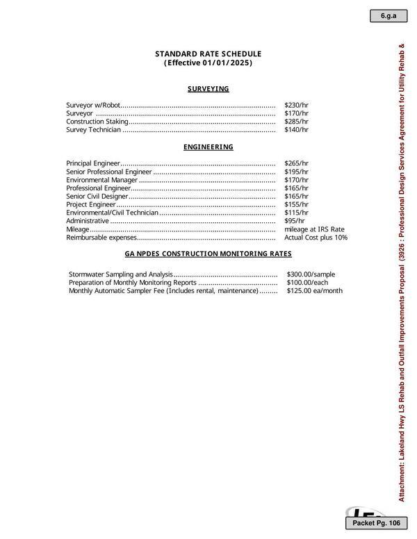 Standard Rate Schedule