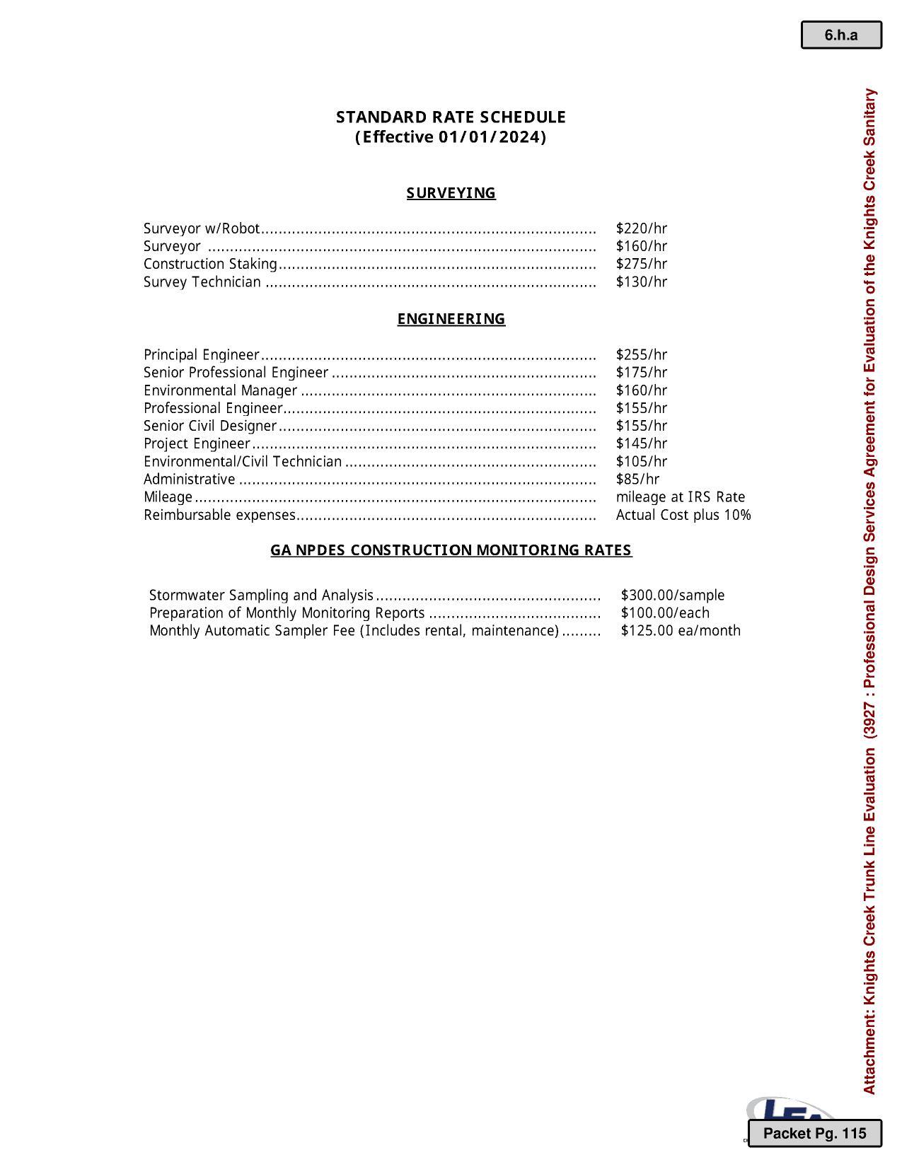 Standard Rate Schedule