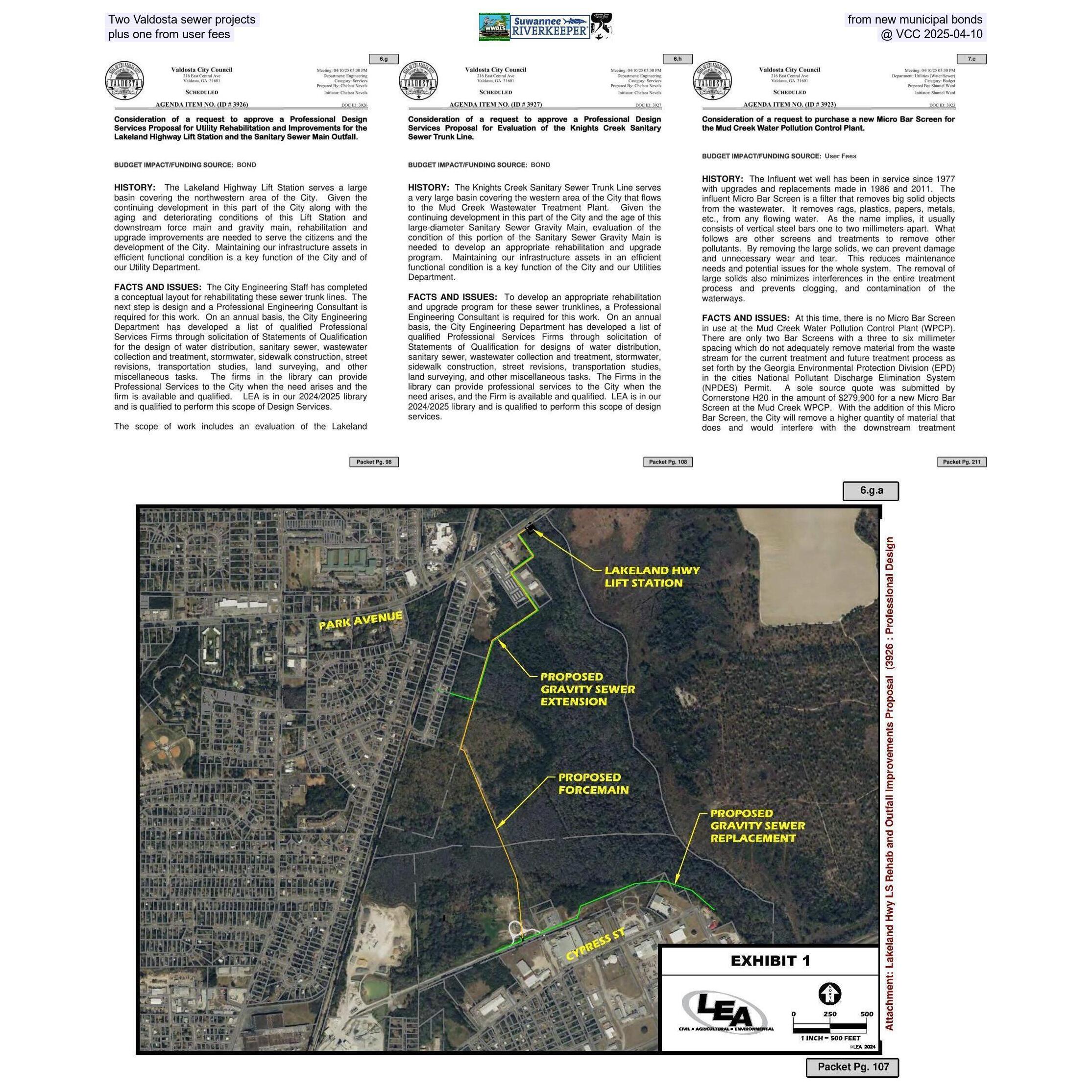 Two Valdosta sewer projects from new municipal bonds, plus one from user fees @ VCC 2025-04-10