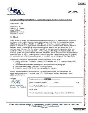 [LEA Surveying and Engineering Services Agreement: Knight’s Creek Trunk Line Evaluation]