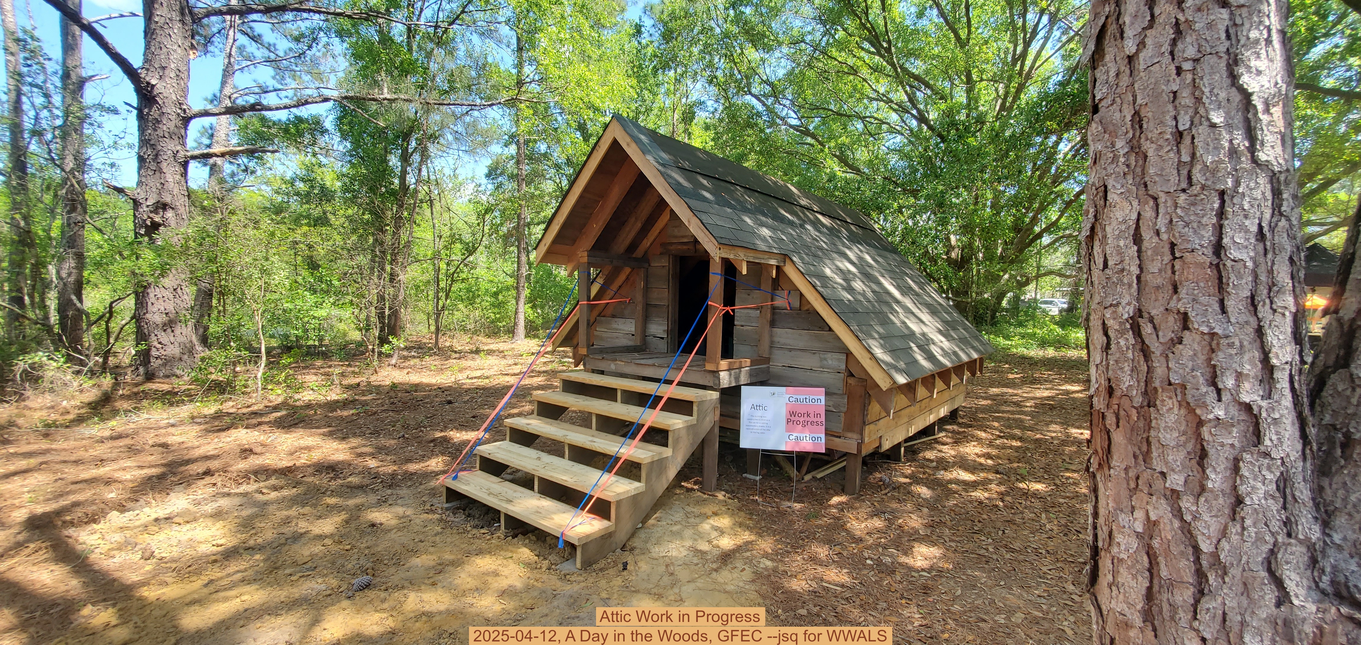 Attic Work in Progress, 2025-04-12, A Day in the Woods, GFEC --jsq for WWALS