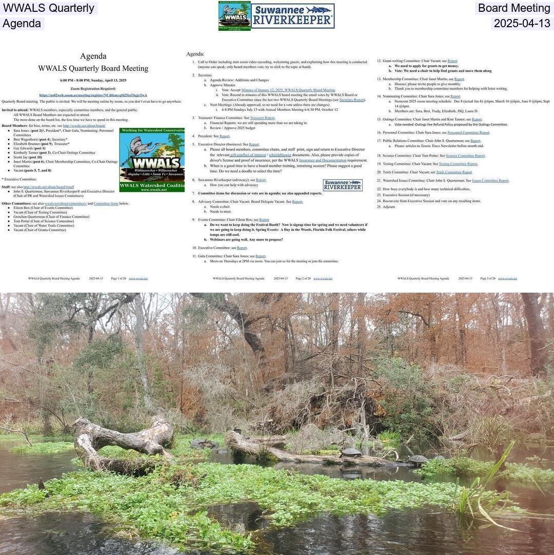 WWALS Quarterly Board Meeting Agenda, 2025-04-13