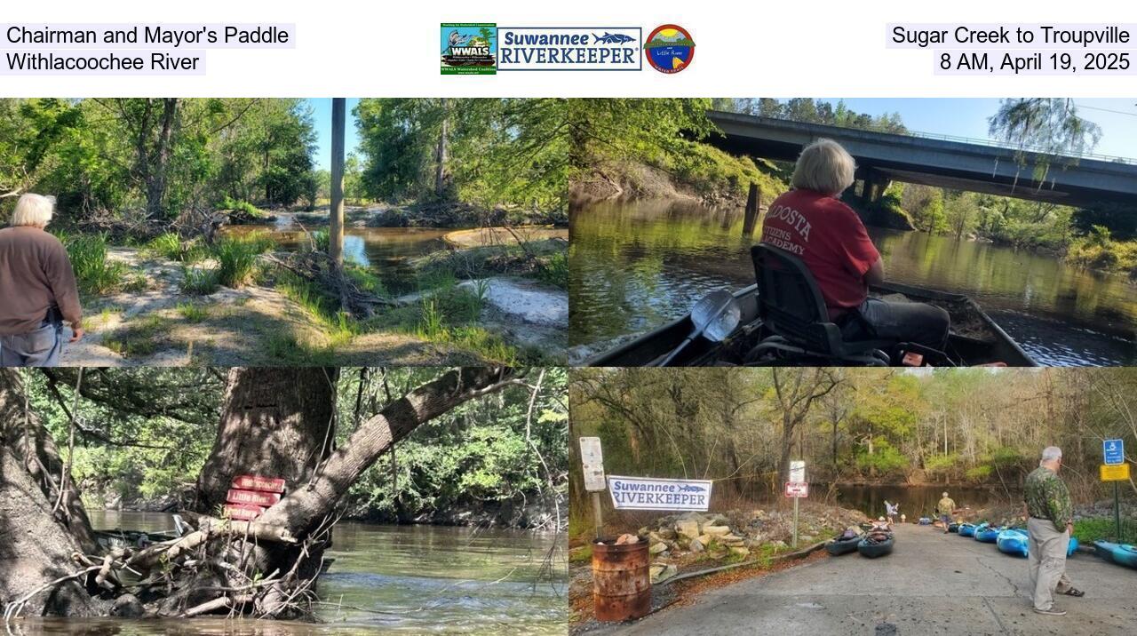 Chairman and Mayor's Paddle, Sugar Creek to Troupville, Withlacoochee River, 8 AM, April 19, 2025