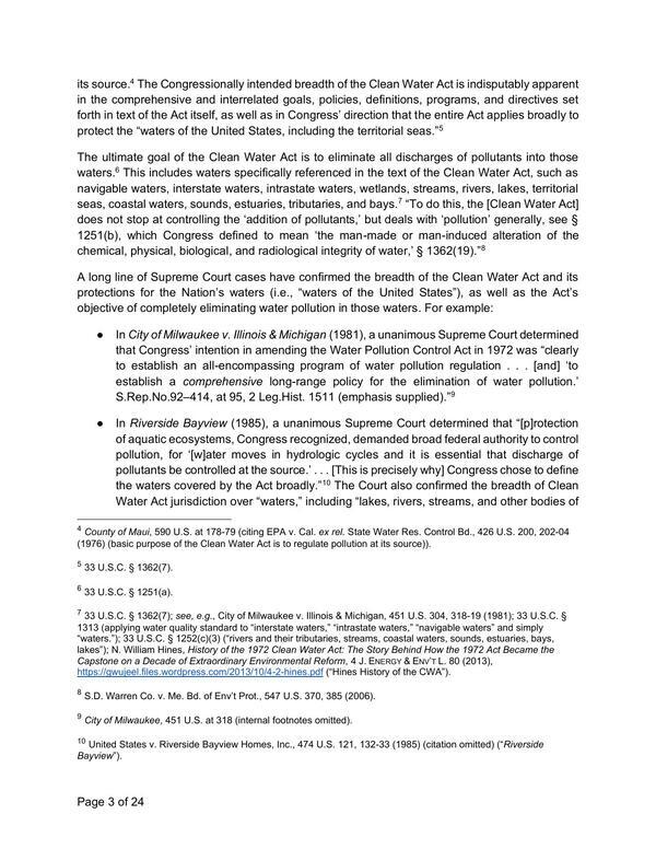 [II. The Clean Water Act Requires Broad Protections for the Nation’s Waters]