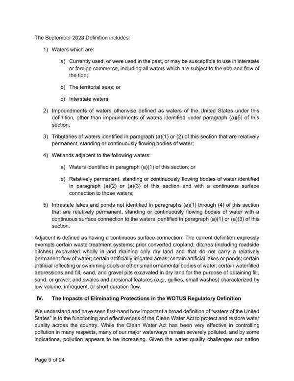 [IV. The Impacts of Eliminating Protections in the WOTUS Regulatory Definition]