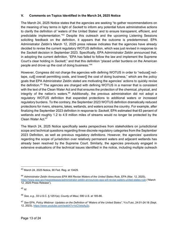 [V. Comments on Topics Identified in the March 24, 2025 Notice]