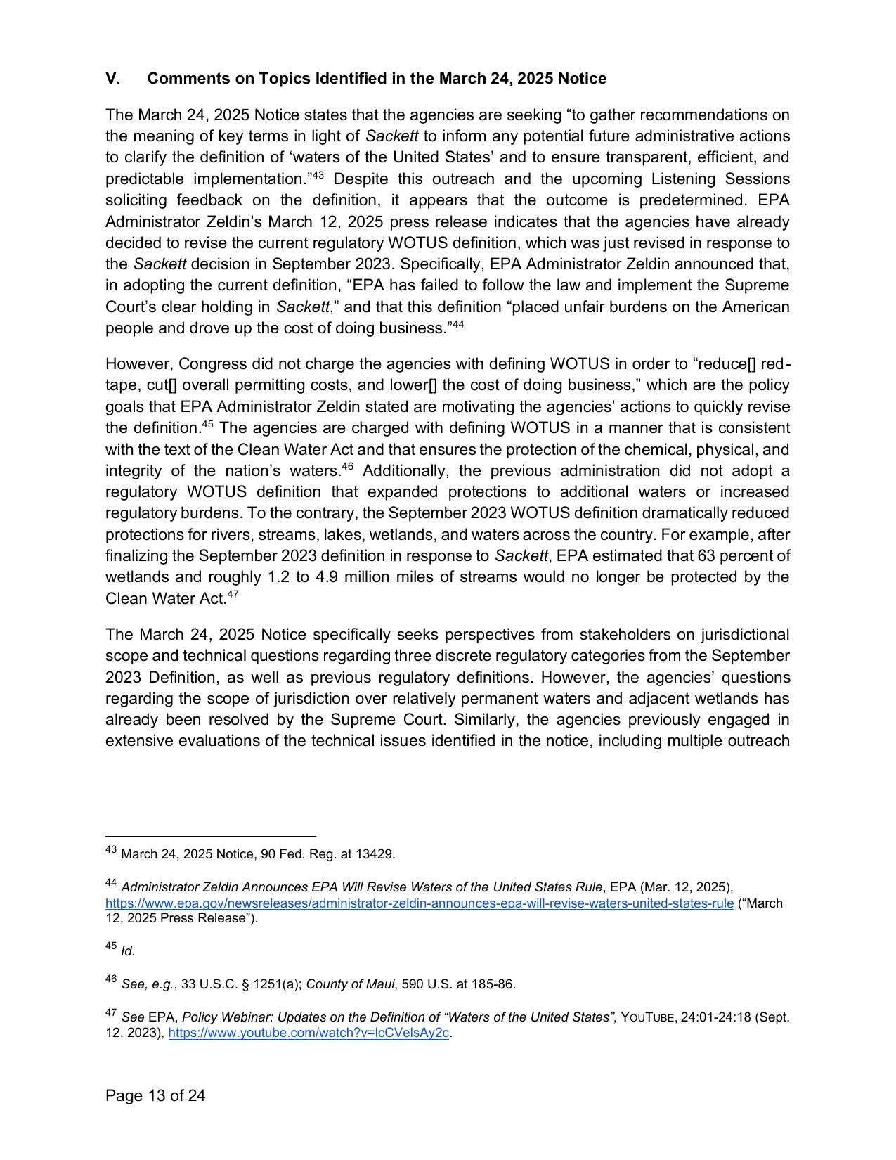 V. Comments on Topics Identified in the March 24, 2025 Notice