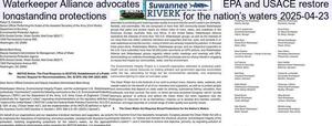 [Waterkeeper Alliance advocates EPA and USACE restore longstanding protections for the nation’s waters 2025-04-23]