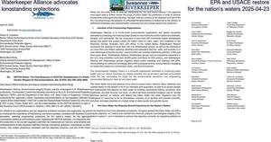[Waterkeeper Alliance advocates EPA and USACE restore longstanding protections for the nation’s waters 2025-04-23]