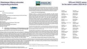[Waterkeeper Alliance advocates EPA and USACE restore longstanding protections for the nation’s waters 2025-04-23]