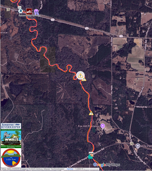 [Map: Miller Bridge Deadfalls, Little River --WLRWT]