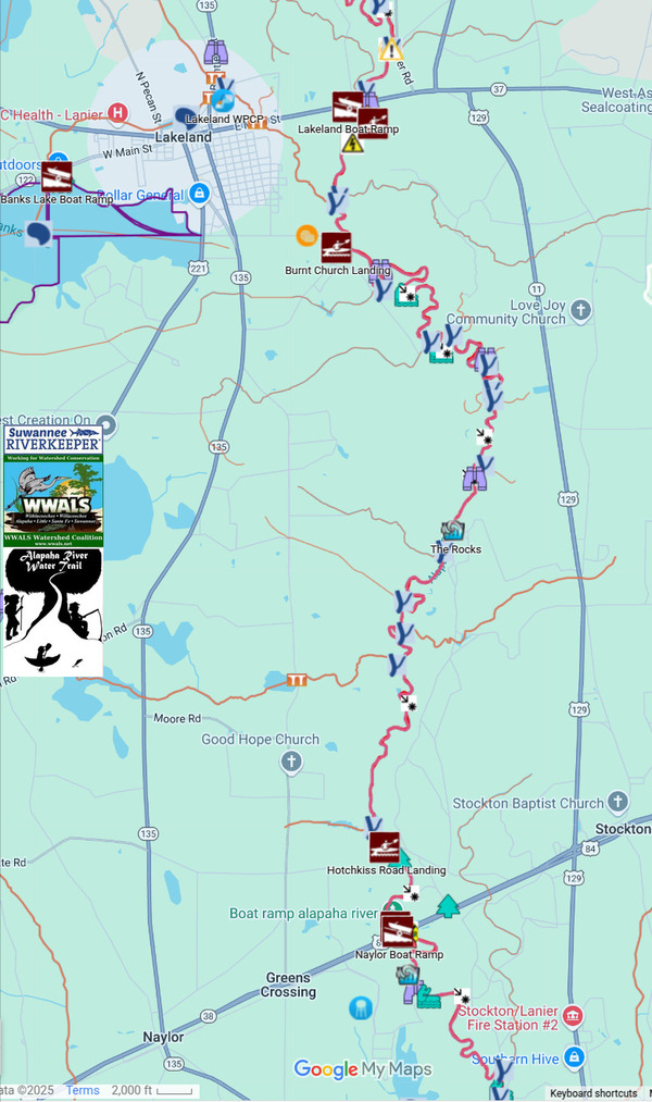 [Map: The Rocks, Alapaha River --ARWT]