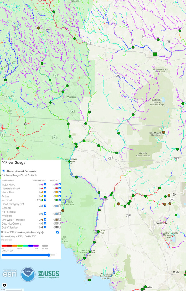[Map: NOAA River Gauges 2025-05-09]