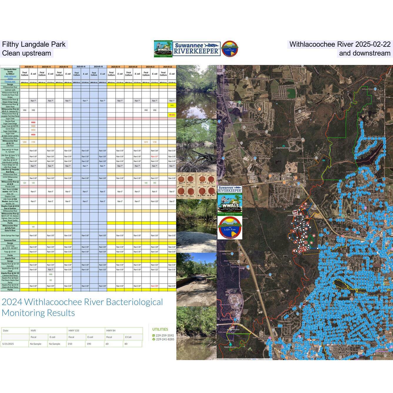 Filthy Langdale Park, Withlacoochee River 2025-02-22, Clean upstream and downstream