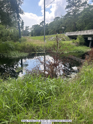 [Bridge, Franks Creek @ GA 122 --Debbie Smith for WWALS, 2025-05-26]